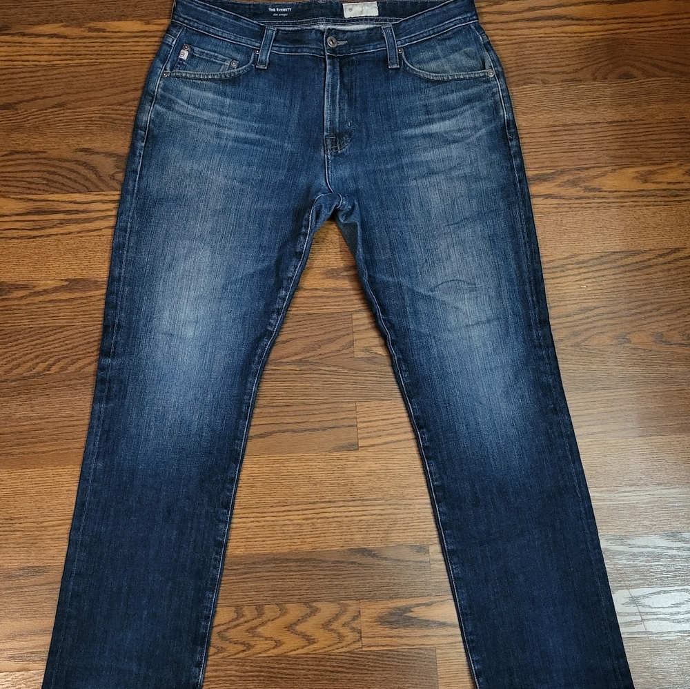 Mens AG Adriano Goldschmeid The EVERETTE Slim Straight Blue Denim Jeans 33x34